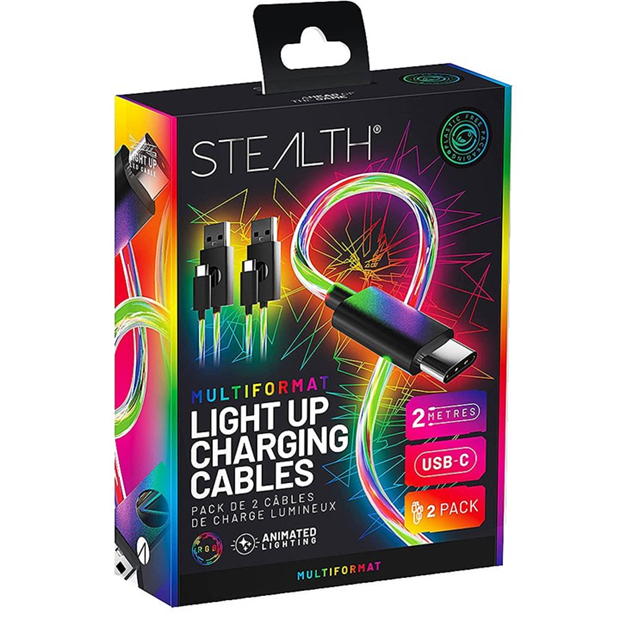 Stealth PS5/Switch RGB LED 2m Twin Charging Cables